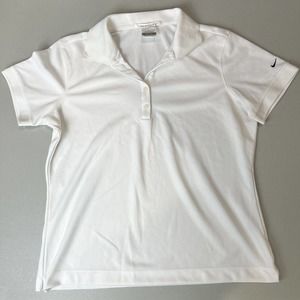 Nike Golf Shirt Women’s Large White Polo Short Sleeve Dry Fit